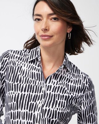 No Iron Stretch Black Animal Print Shirt