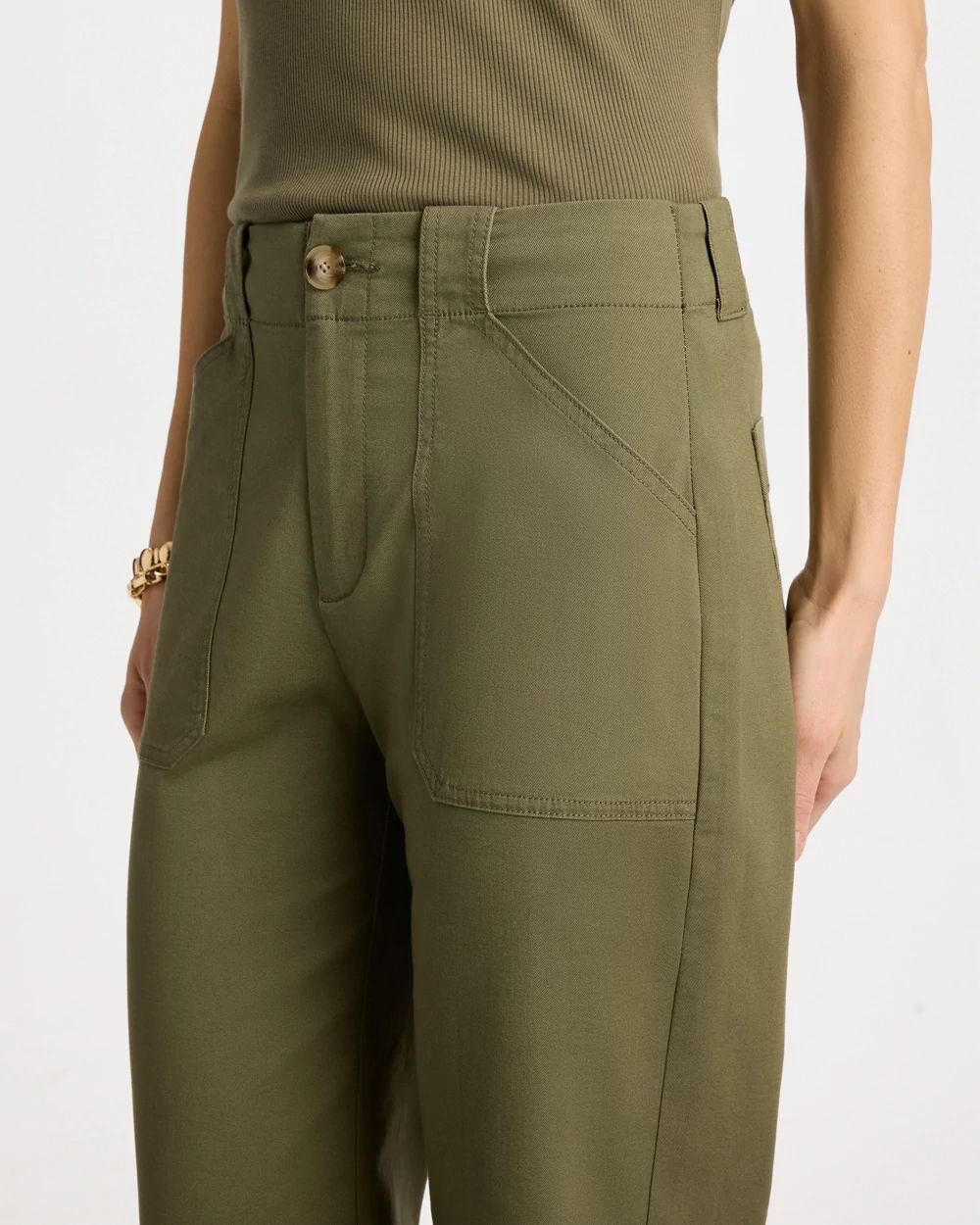 High Hem Straight Crop Pants