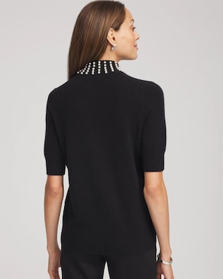 Cashmere Pearl Mockneck Sweater click to view larger image.