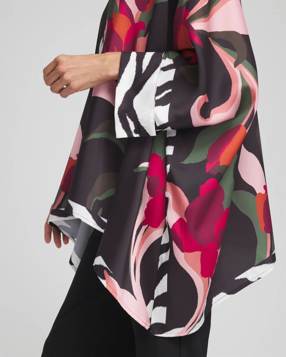 Animal Border Trim Button Poncho