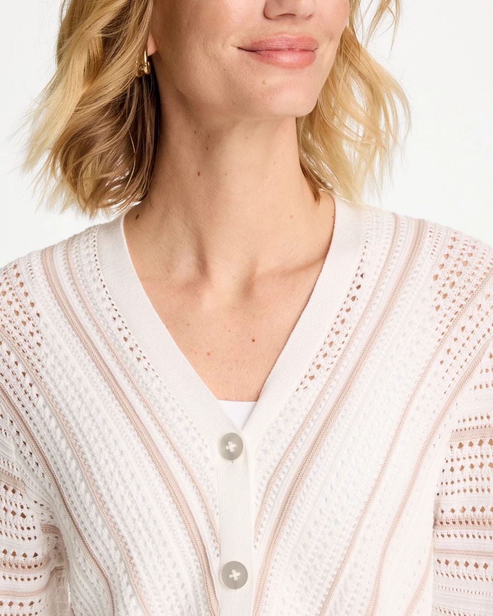 Striped Stitchy Cardigan click to view larger image.