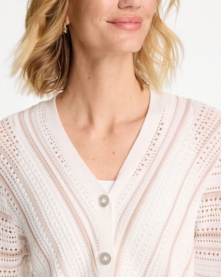 Striped Stitchy Cardigan click to view larger image.