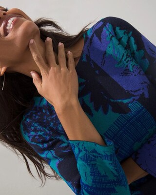 Floral Double Knit Tunic Sweater