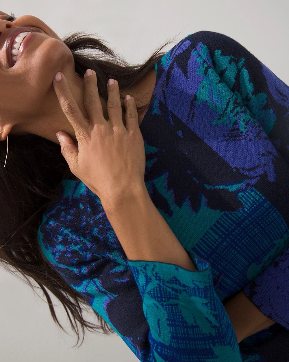 Floral Double Knit Tunic Sweater
