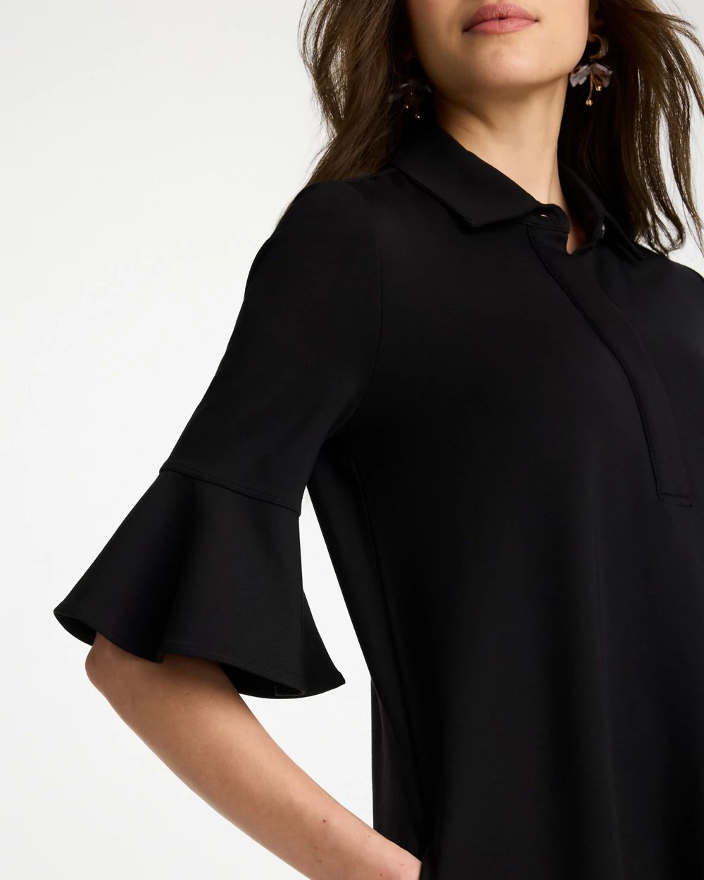 Flounce Sleeve Poplin Dress click to view larger image.