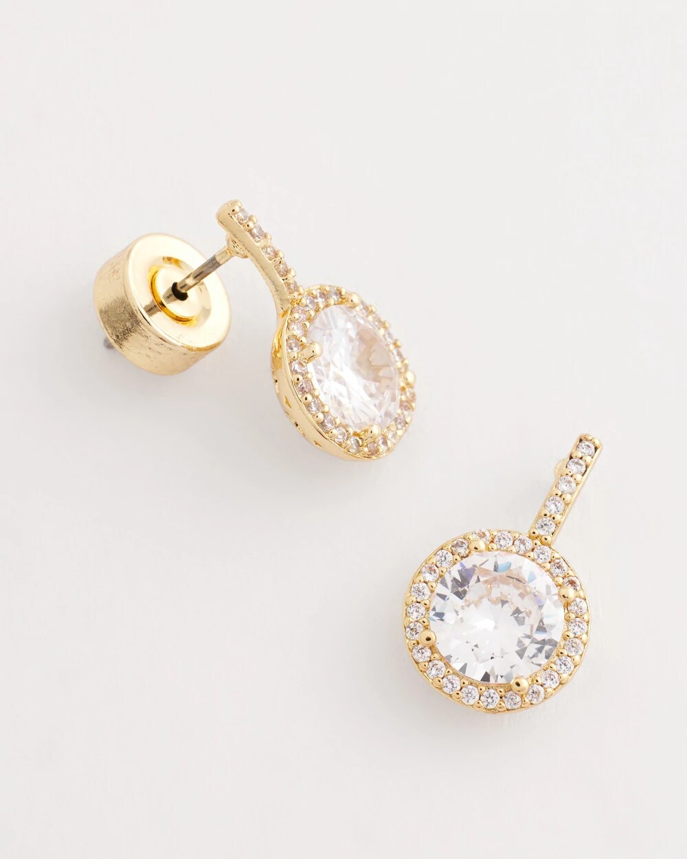 Goldtone Bezel Set Cubic Zirconia Halo Earrings