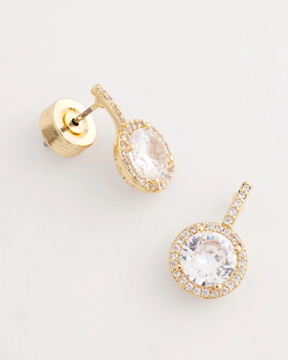 Goldtone Bezel Set Cubic Zirconia Halo Earrings