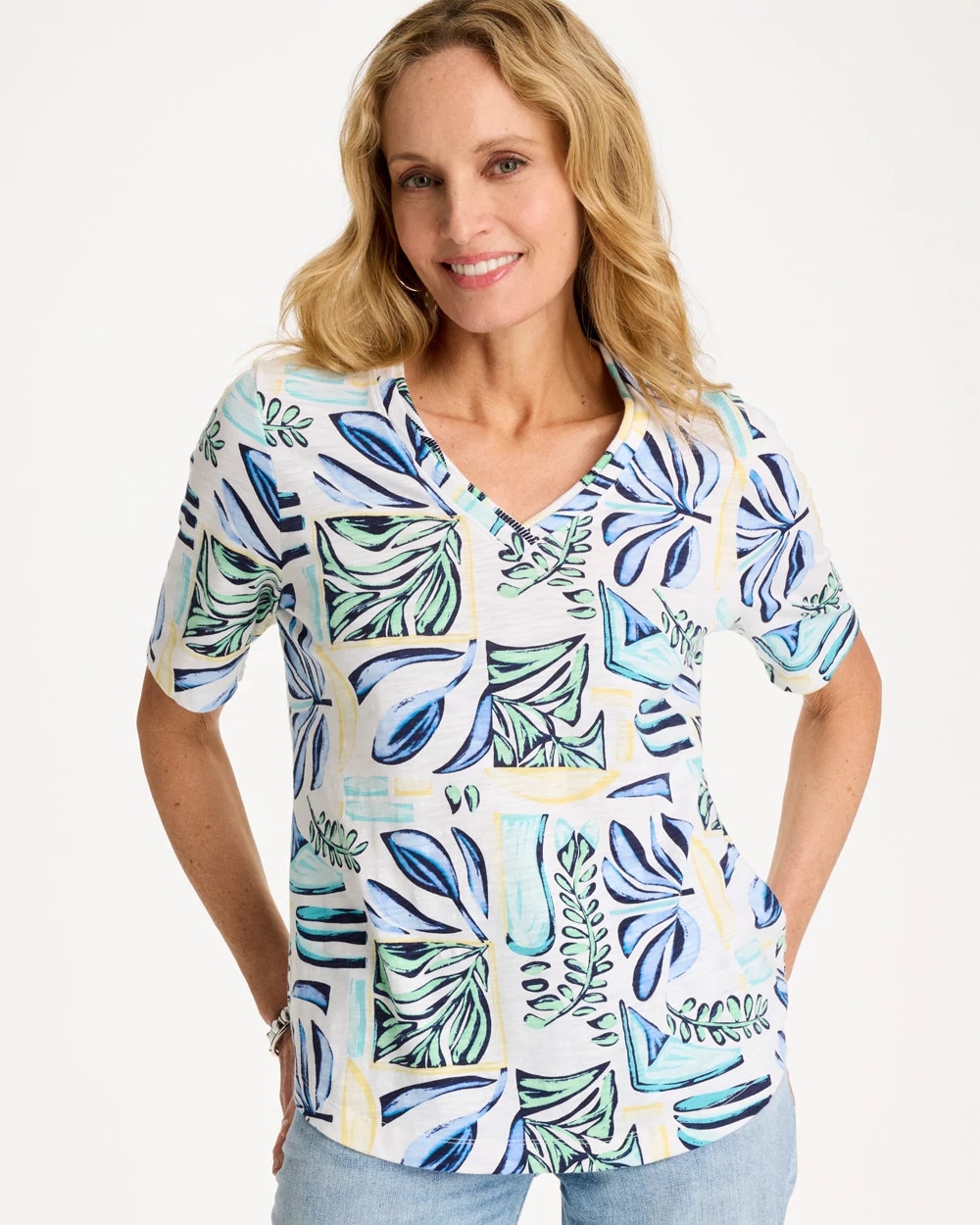 Palm Cotton Slub V-Neck Tee