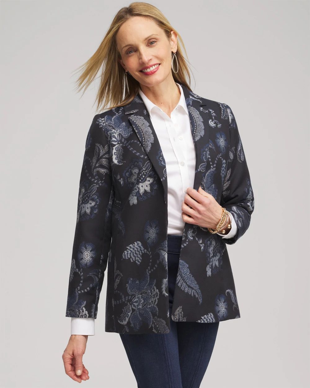 Floral Jacquard Blazer