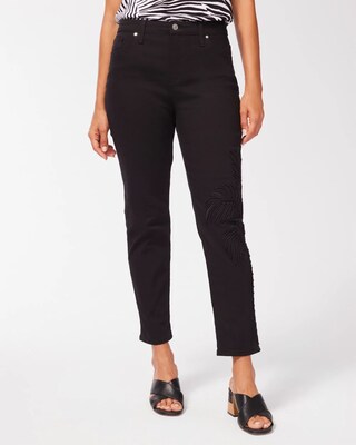 Girlfriend Soutache Palm Ankle Jeans