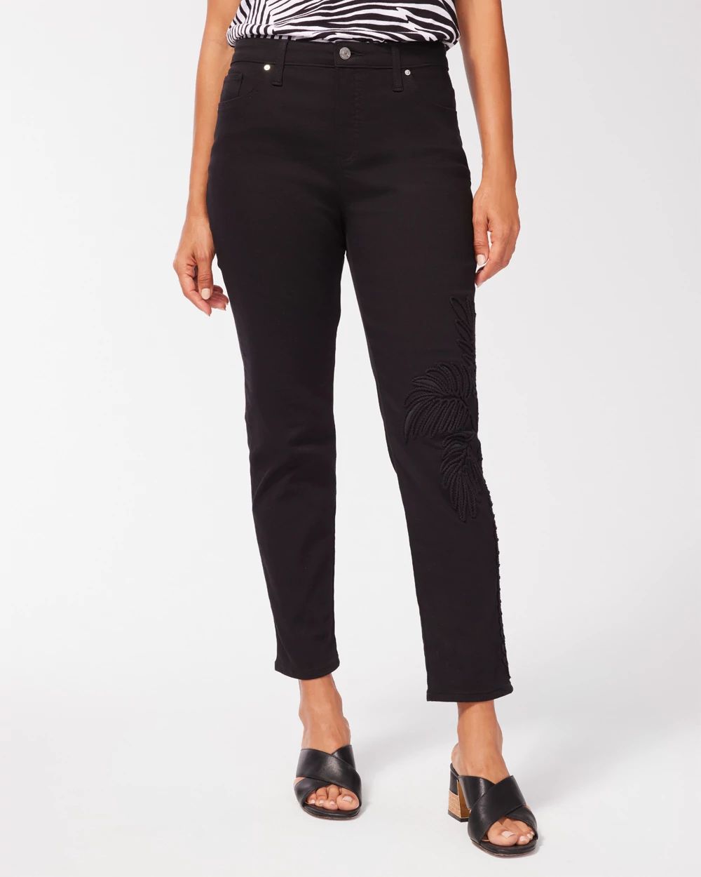 Girlfriend Soutache Palm Ankle Jeans