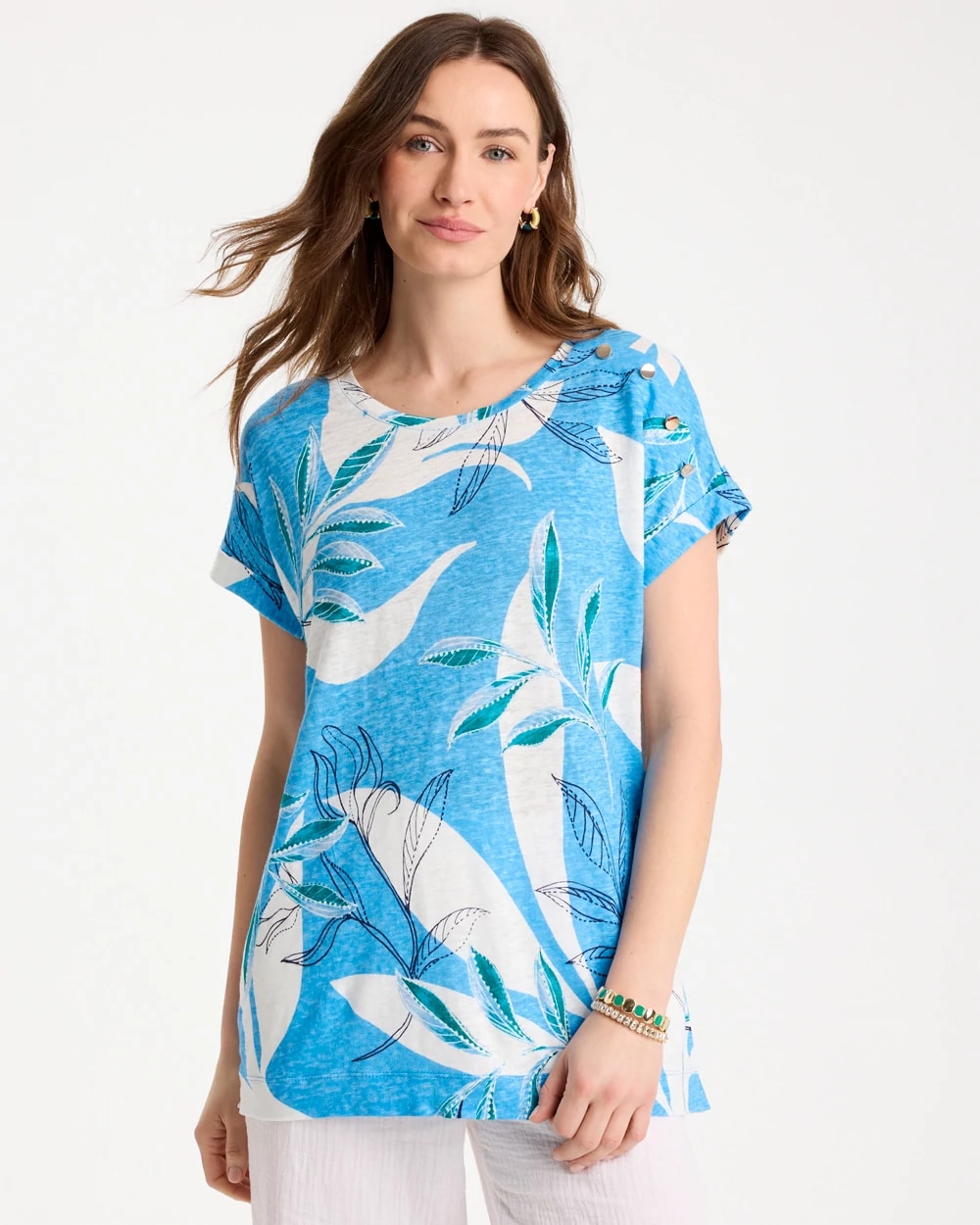 Printed Linen Button Tunic, photo 1 of 5