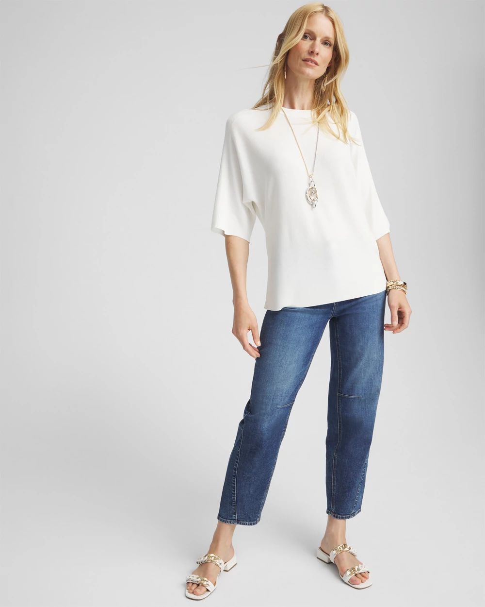 Dolman Sleeve Crew Neck Pullover Sweater