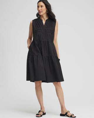Poplin Smocked Midi Dress click to view larger image.