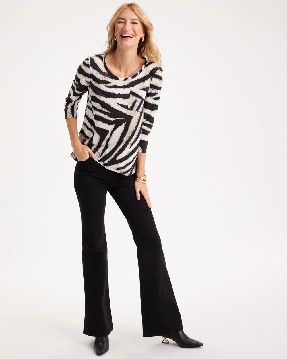 Animal Cotton Slub 3/4 Sleeve Tee click to view larger image.