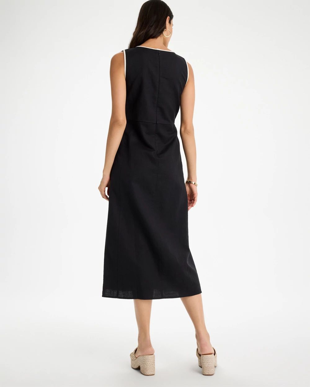 Petite Sleeveless Surplice Linen Dress click to view larger image.