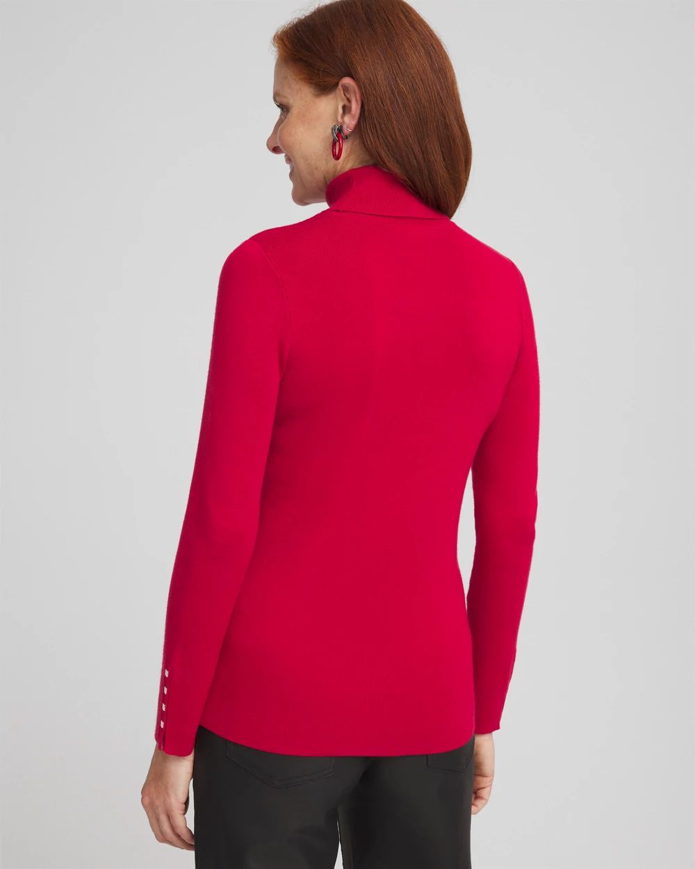 Ecovero™ Button Cuff Turtleneck Sweater click to view larger image.