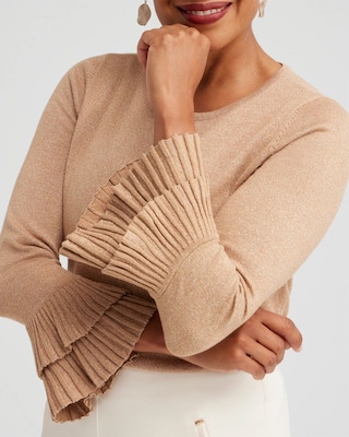 Lurex Pleat Sleeve Pullover Sweater click to view larger image.
