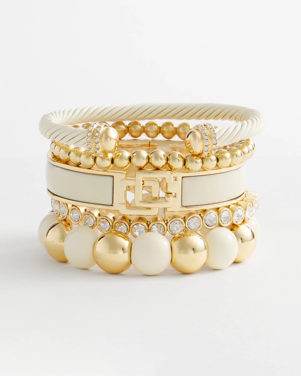 Gold Tone Beaded Stretch Bracelet