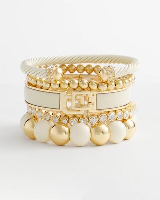 Gold Tone Beaded Stretch Bracelet