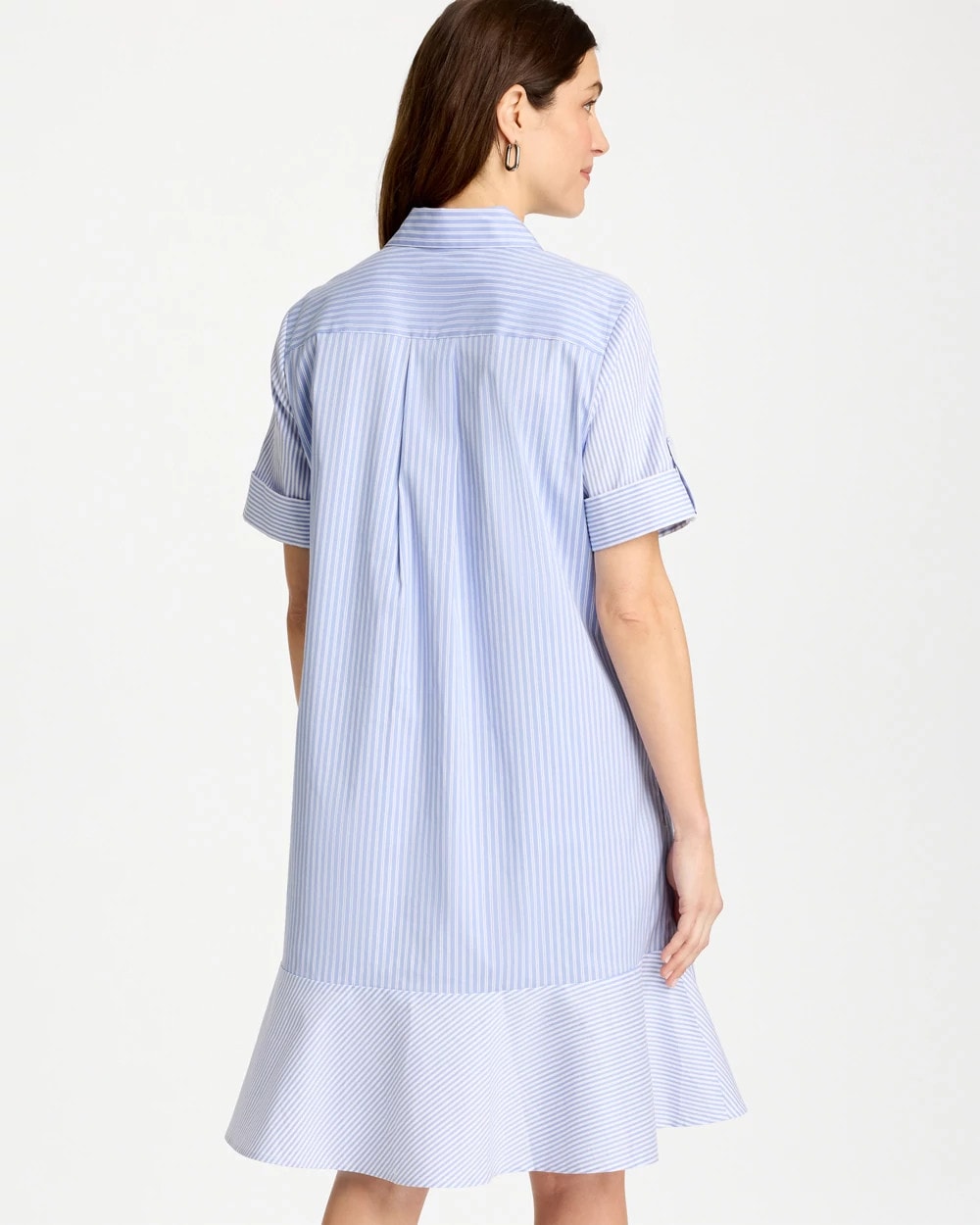 Popover Striped Tiered Poplin Dress