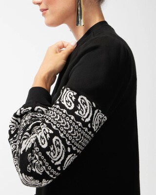 Spun Rayon Jacquard Sleeve Cardigan
