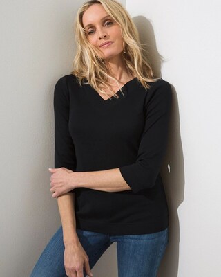 Pima Wide Band V-neck Tee