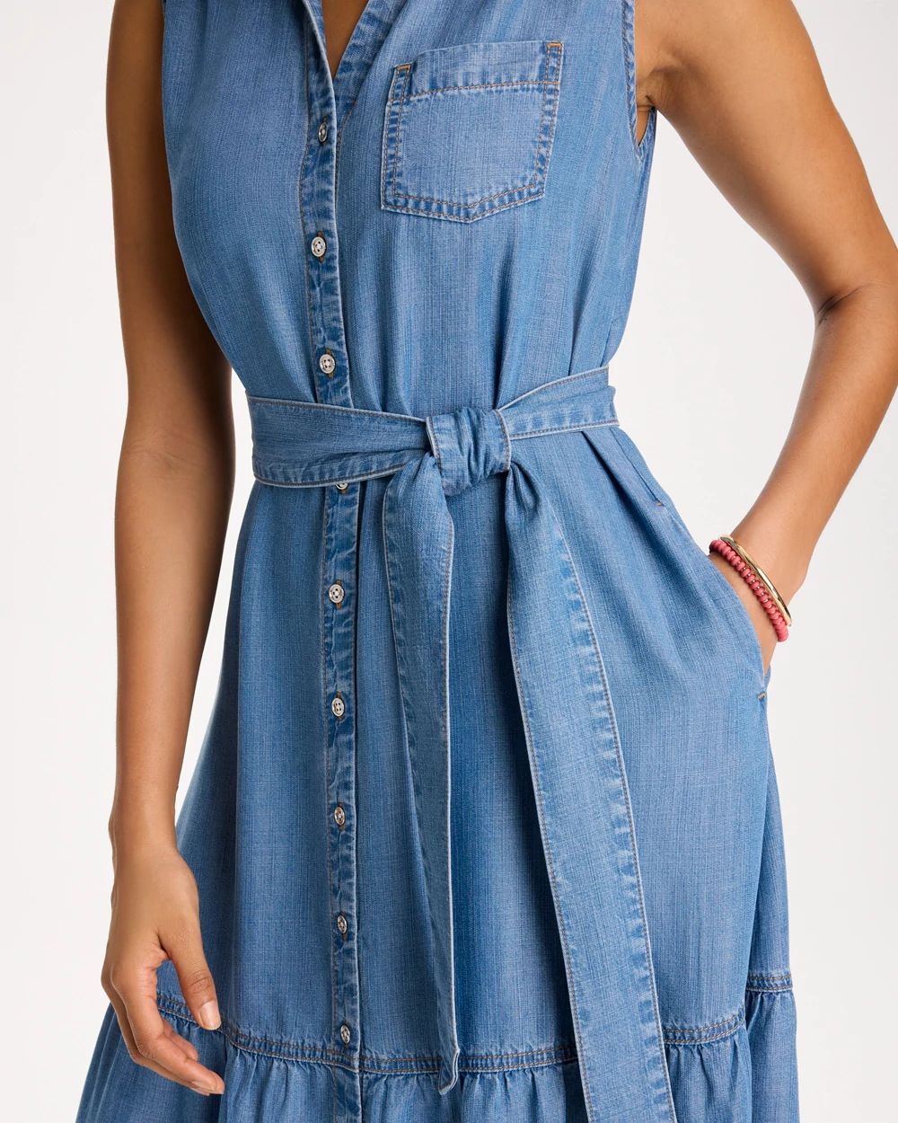 Twill Denim Belted Shirtdress