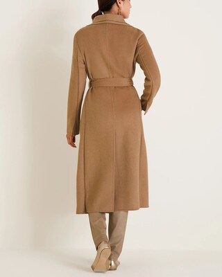 Double-Collar Wool-Blend Wrap Coat