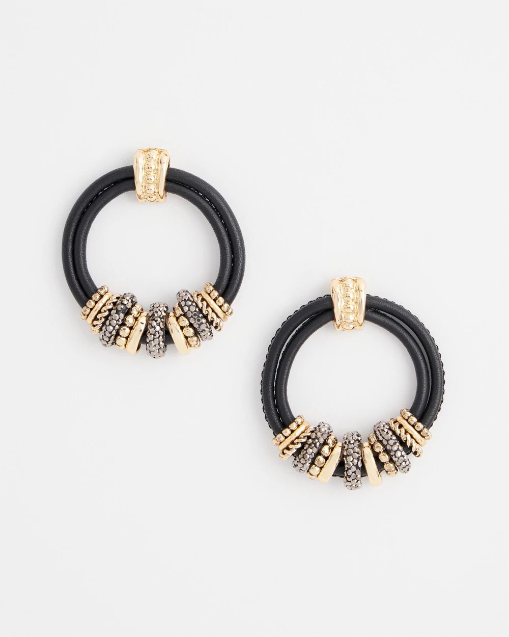 No Droop™ Leather Mixed Metal Earrings