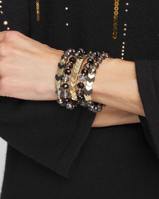 Set of Five Gold & Black Bracelets