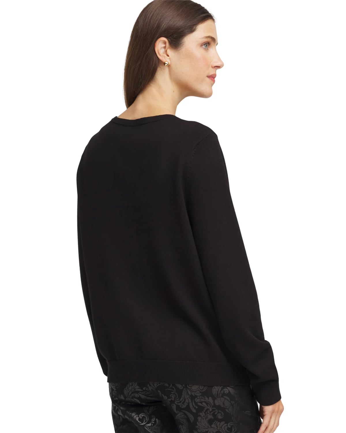 Chico's Ella Ombr Rhinestone Cardigan Sweater In Black In Black