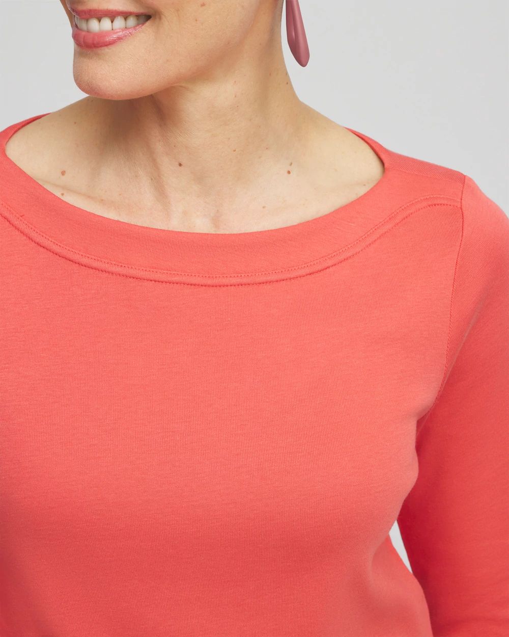 3/4 Sleeve Bateau Neck Tee