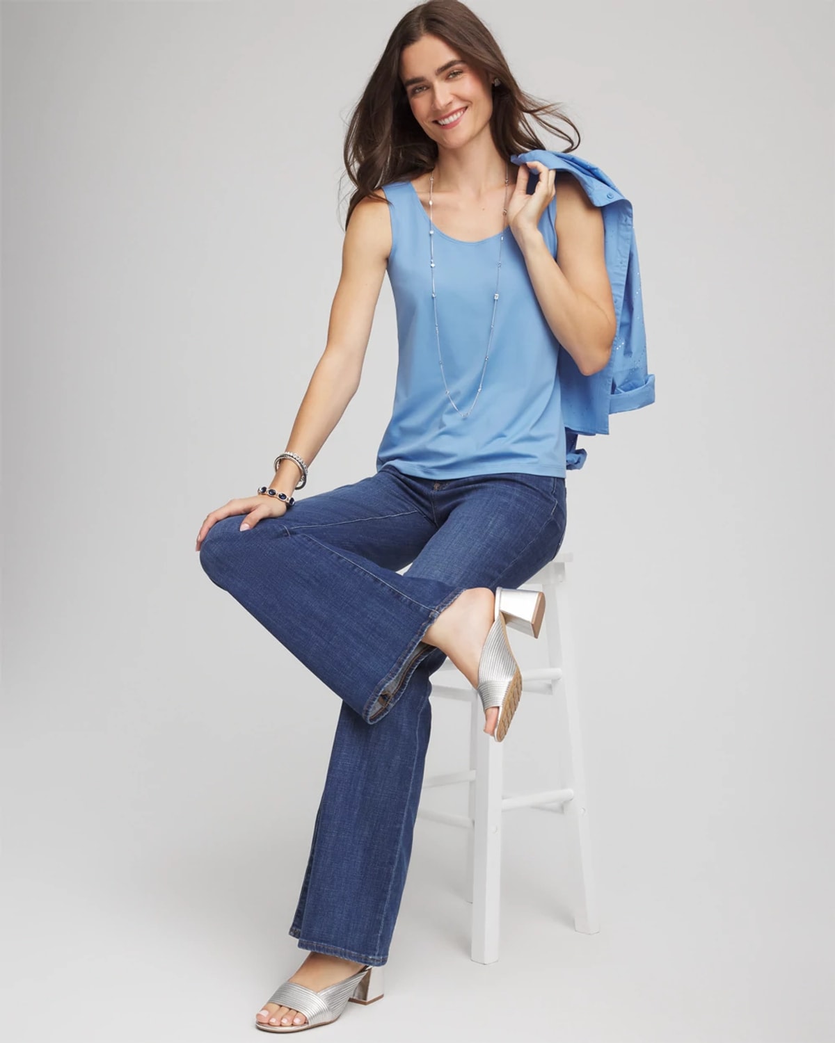 Chico's Microfiber Tank In Tidal Blue