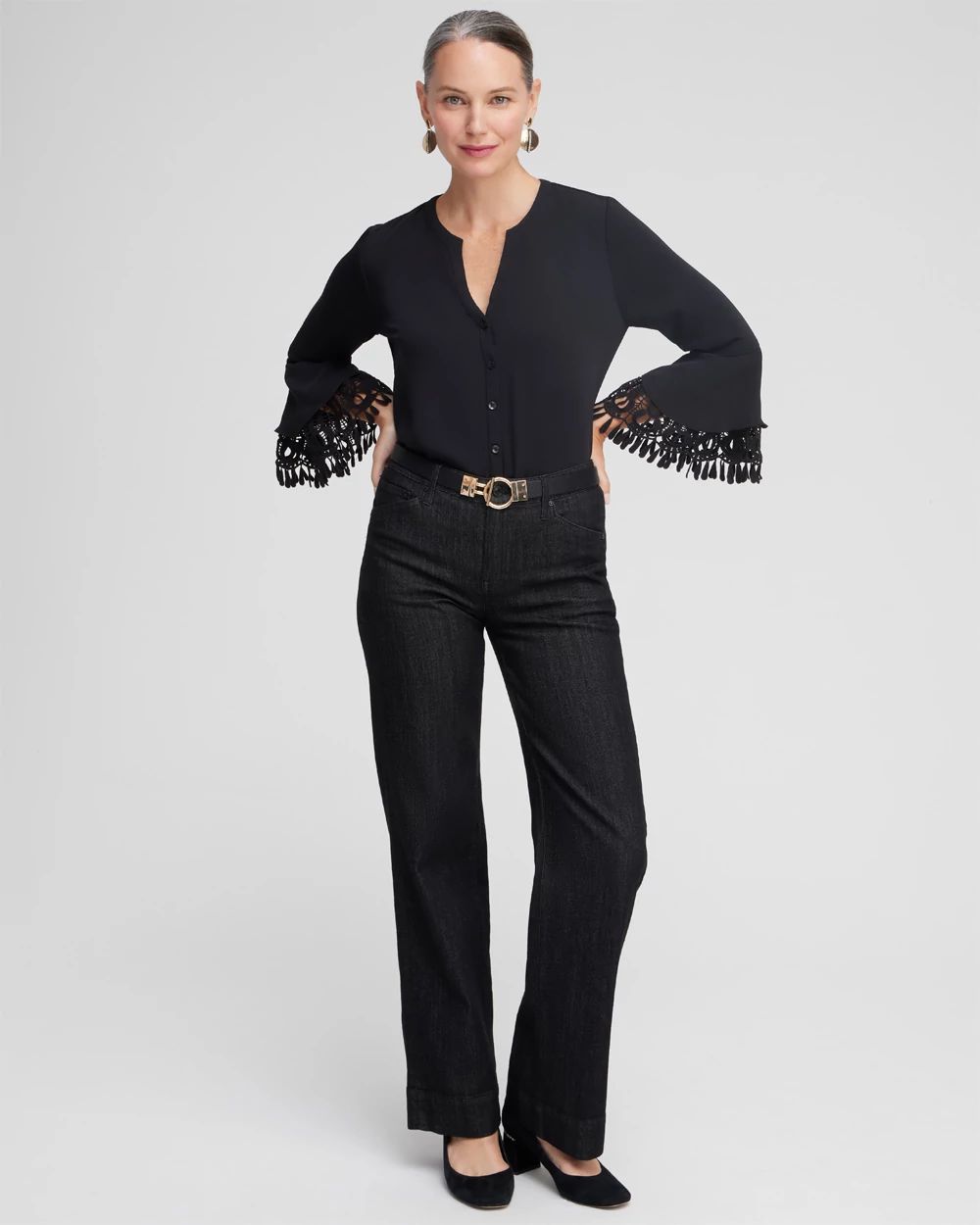 Lace Detail Long Sleeve Top click to view larger image.