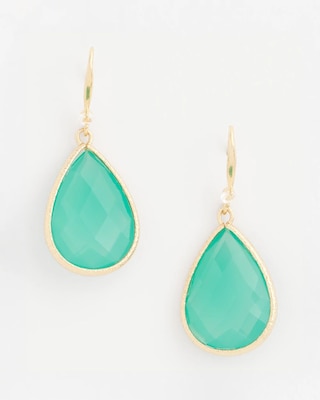 Green Teardrop Fishwire Earrings