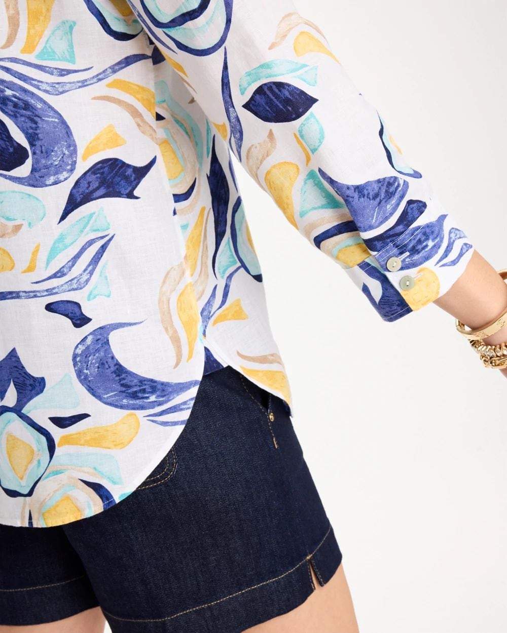 No Iron™ Linen Handpainted Print Shirt click to view larger image.