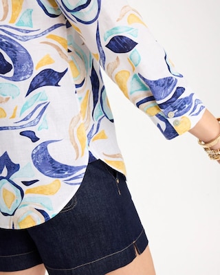 No Iron™ Linen Handpainted Print Shirt click to view larger image.