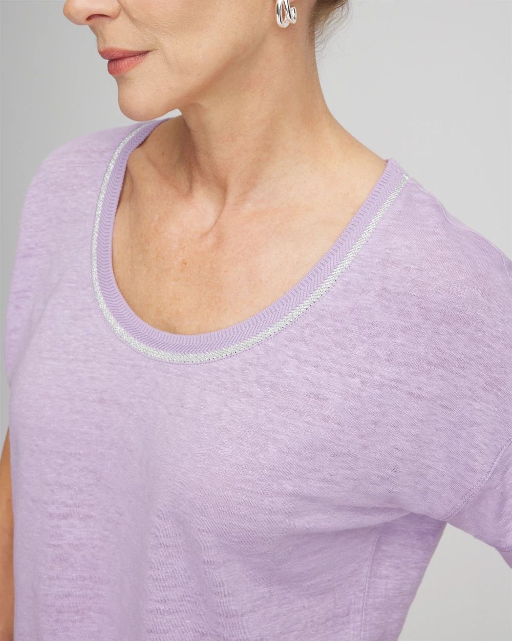 Sweater Trim Linen Tee click to view larger image.