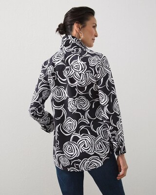 No-Iron Stretch Rose Print Shirt