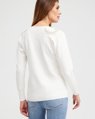 Faux Pearl Pullover Sweater