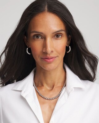 Silvertone Beaded Necklace