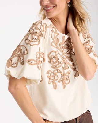 Soutache Soft-Stretch Bubble Hem Top click to view larger image.