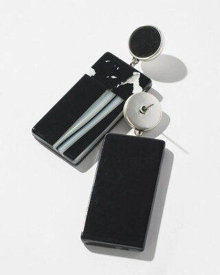 Marble Rectangle Drop Earrings