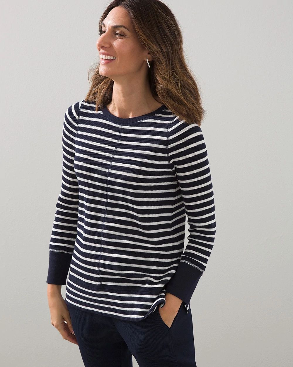 Zenergy Waffle Knit Stripe Top