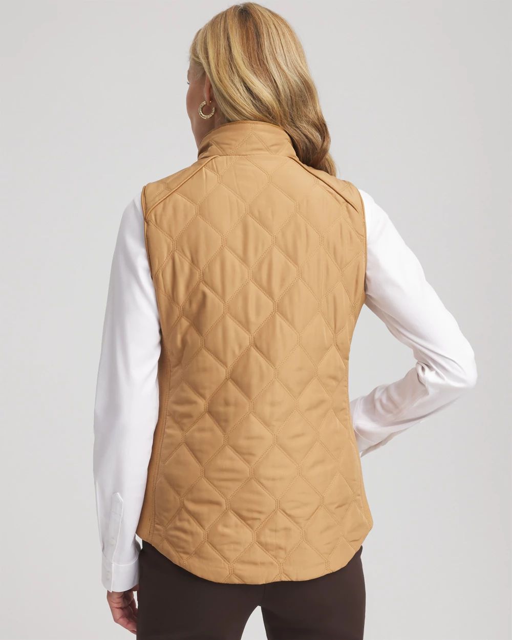 Rib Trim Quilted Vest