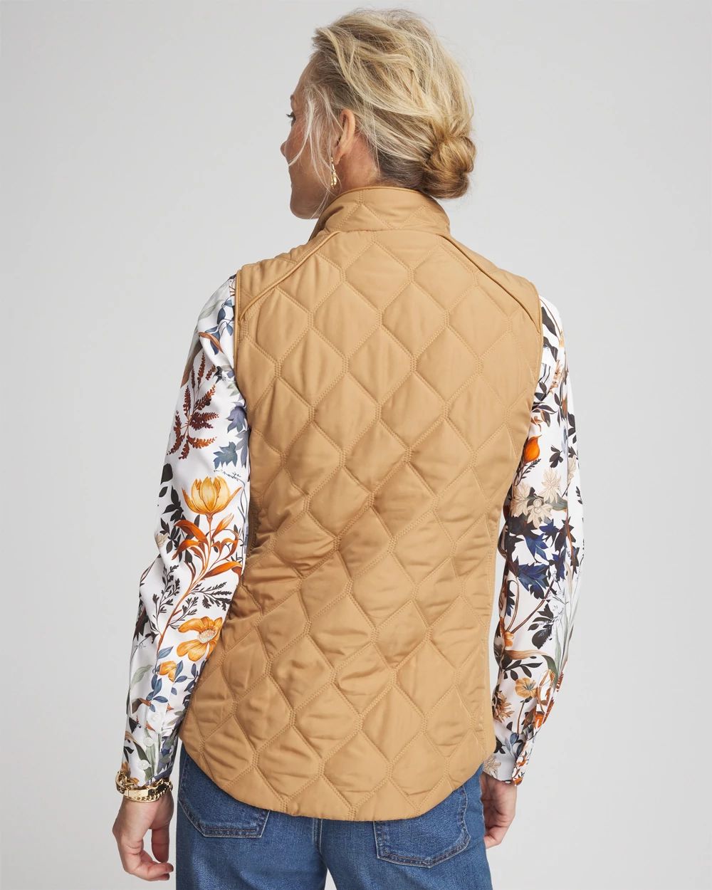 Rib Trim Quilted Vest