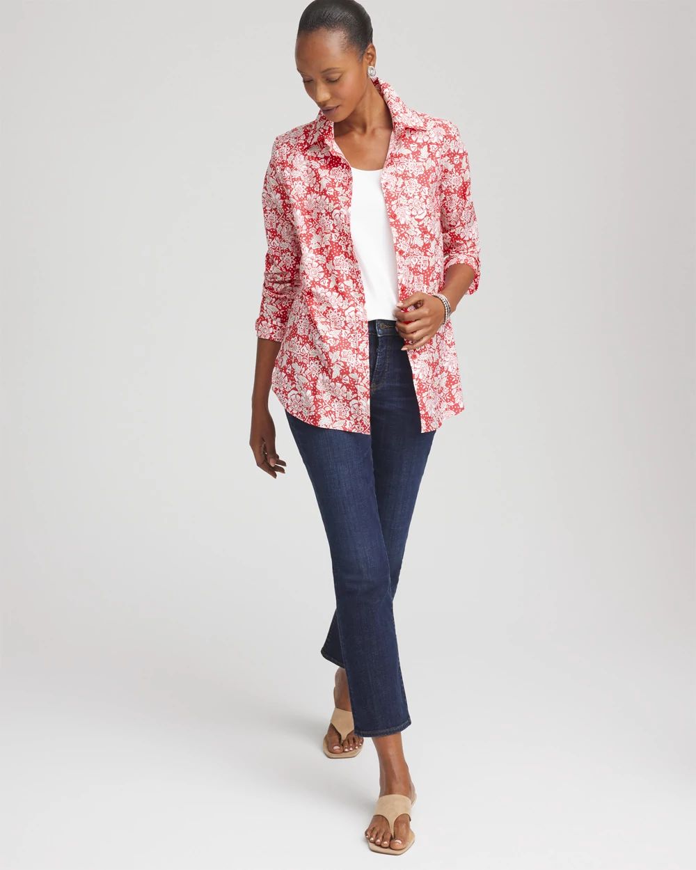 No Iron™ Long-Sleeved Folklore-Floral Shirt click to view larger image.