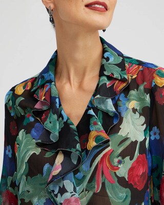 Floral Print Ruffle Shirt