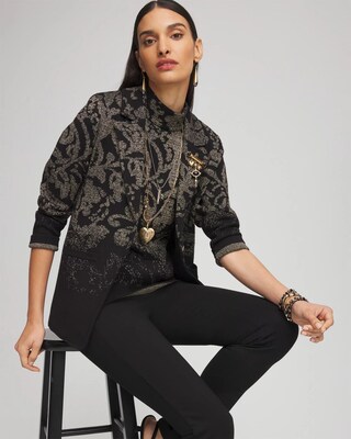 Metallic Jacquard Sweater Blazer click to view larger image.